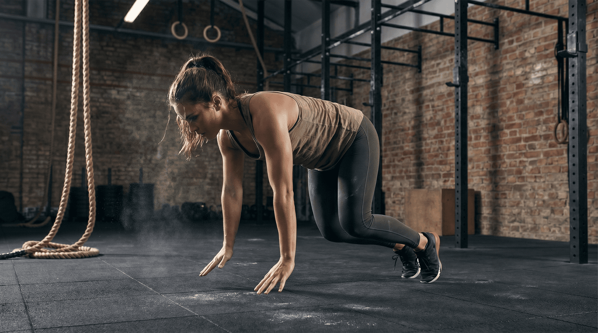 Woman performing burpees