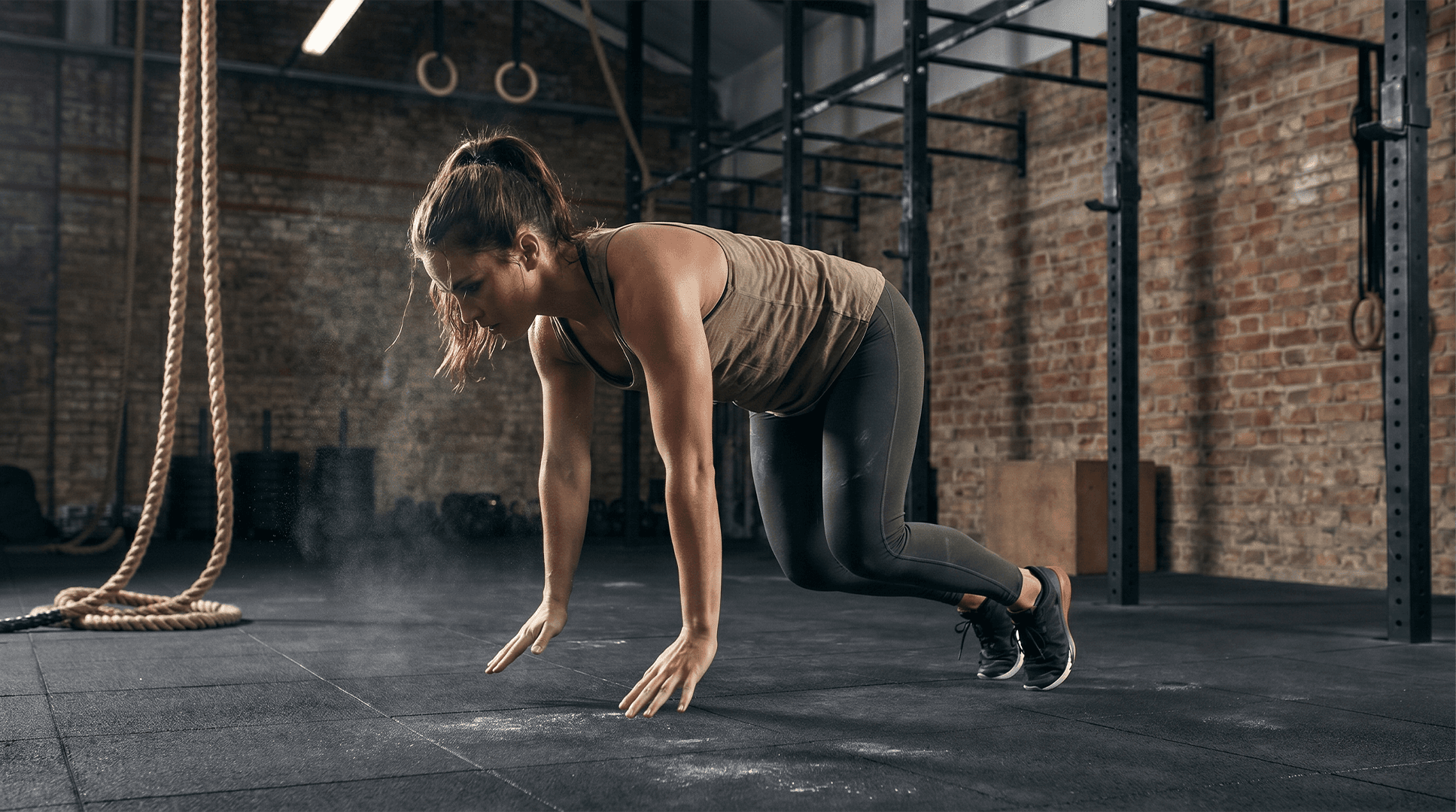 Woman performing burpees