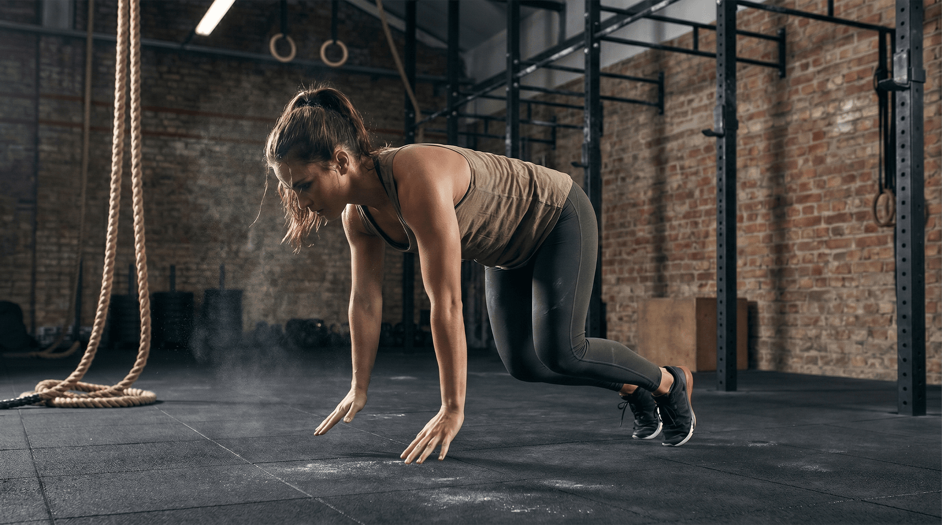Woman performing burpees