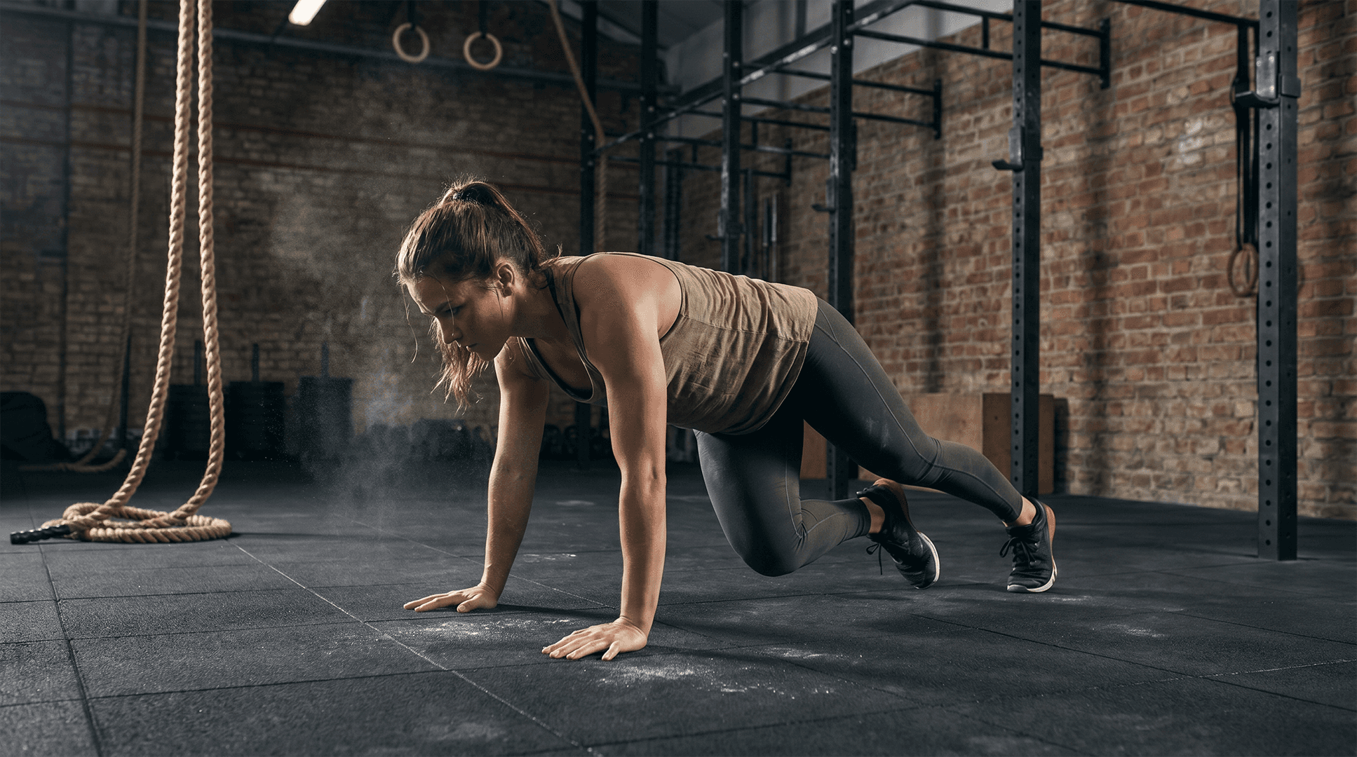 Woman performing mountain climbers