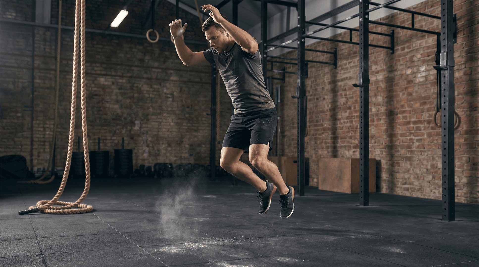 Man performing burpees