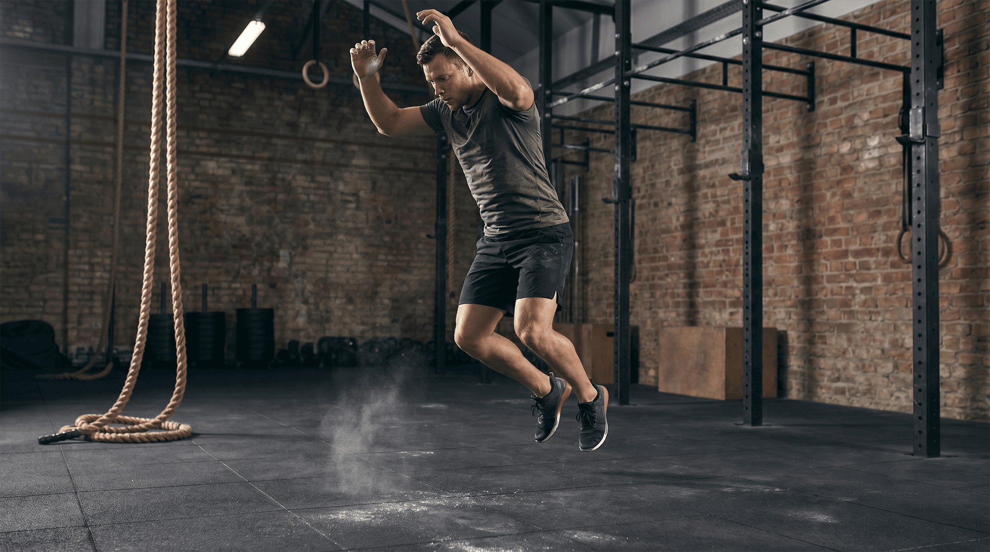 Man performing burpees